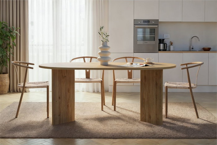 Hannah Home Mesa de comedor extensible de roble Cádiz, tablero de partículas con melamina, 180x75x90 cm, capacidad de carga 70 kg